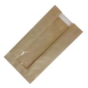 Пакет бумажный V-дно 25,0х10,0х5,0см крафт с окном 5см для выпечки