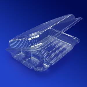 Контейнер пластиковый на  4 секции 1850мл PЕТ прозрачный с нераздельной крышкой 22,0х15,5х5,5см 300шт/кор