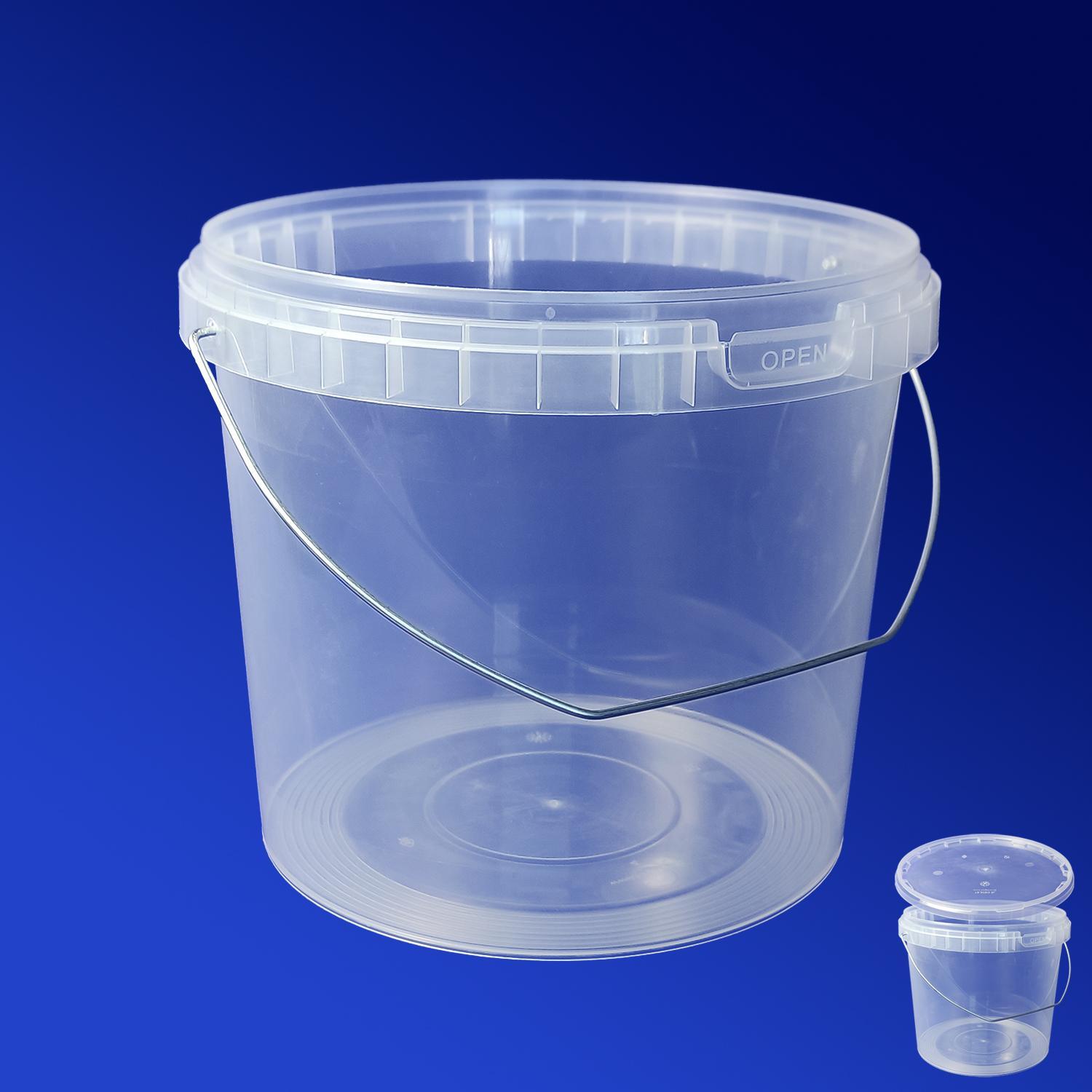 Ведерко  5000мл прозрачное с ручкой и контрольным замком PP (крышка отдельно)