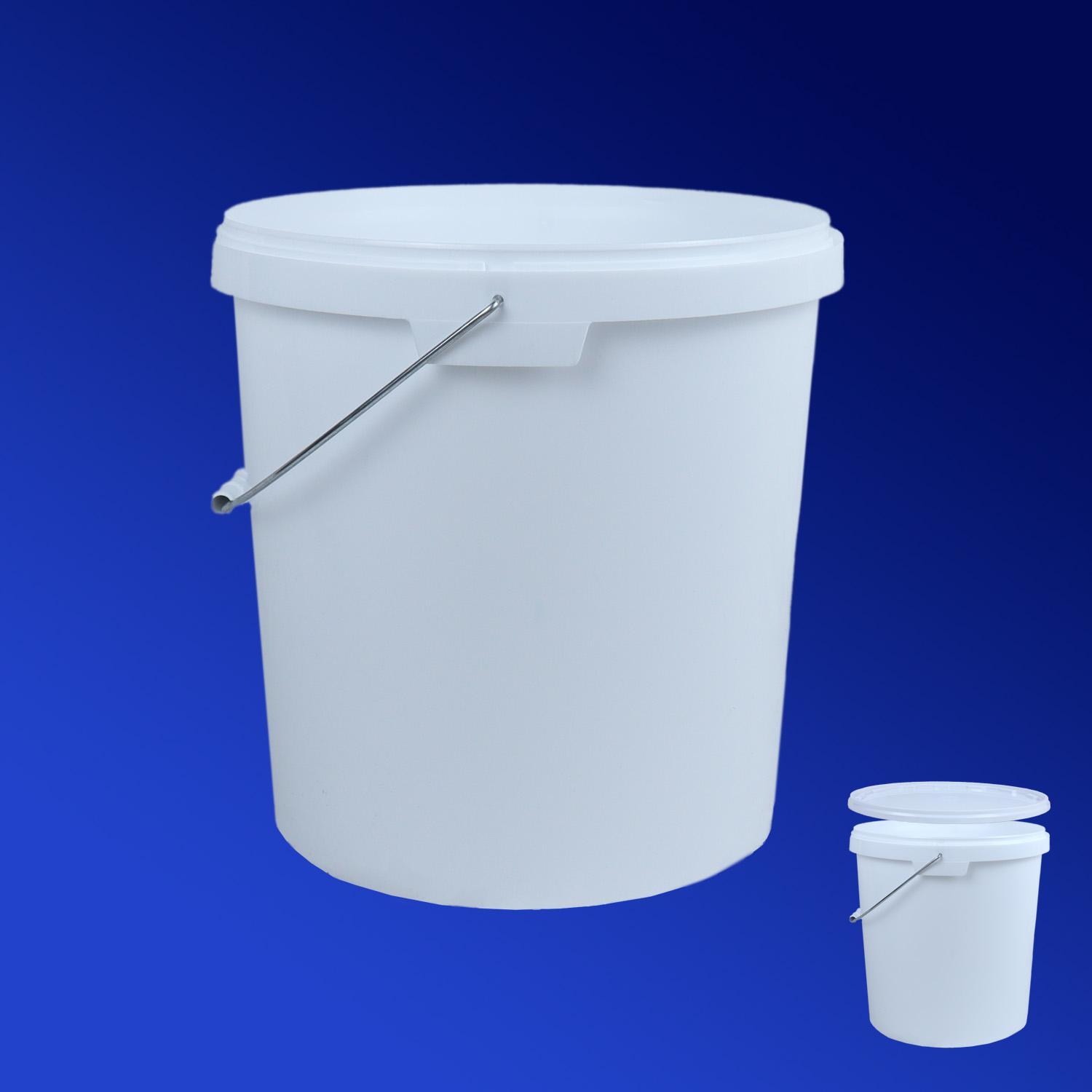 Ведерко 21000мл круглое белое с ручкой и контрольным замком PP (крышка отдельно)