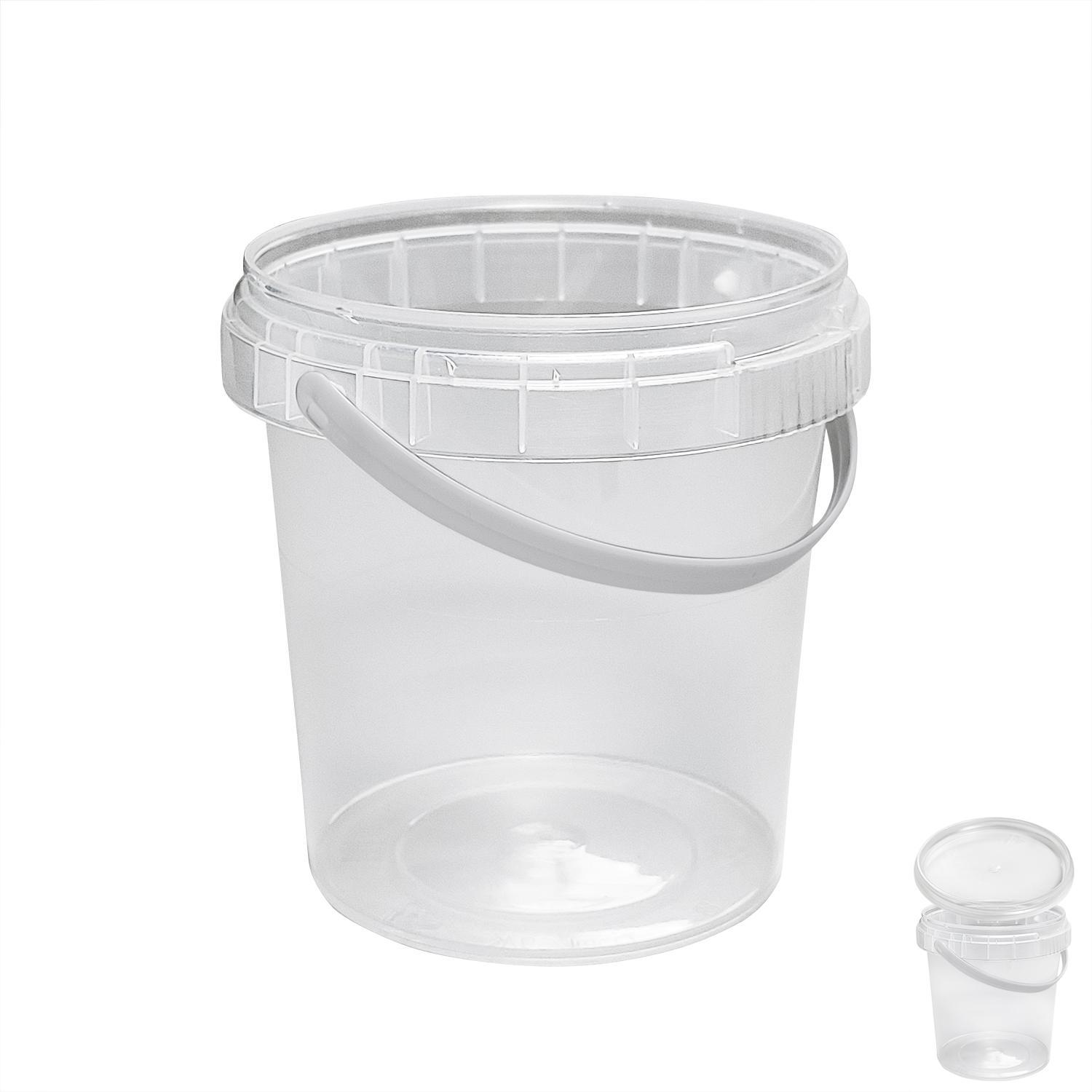 Ведерко   155мл круглое прозрачное с ручкой и контрольным замком PP