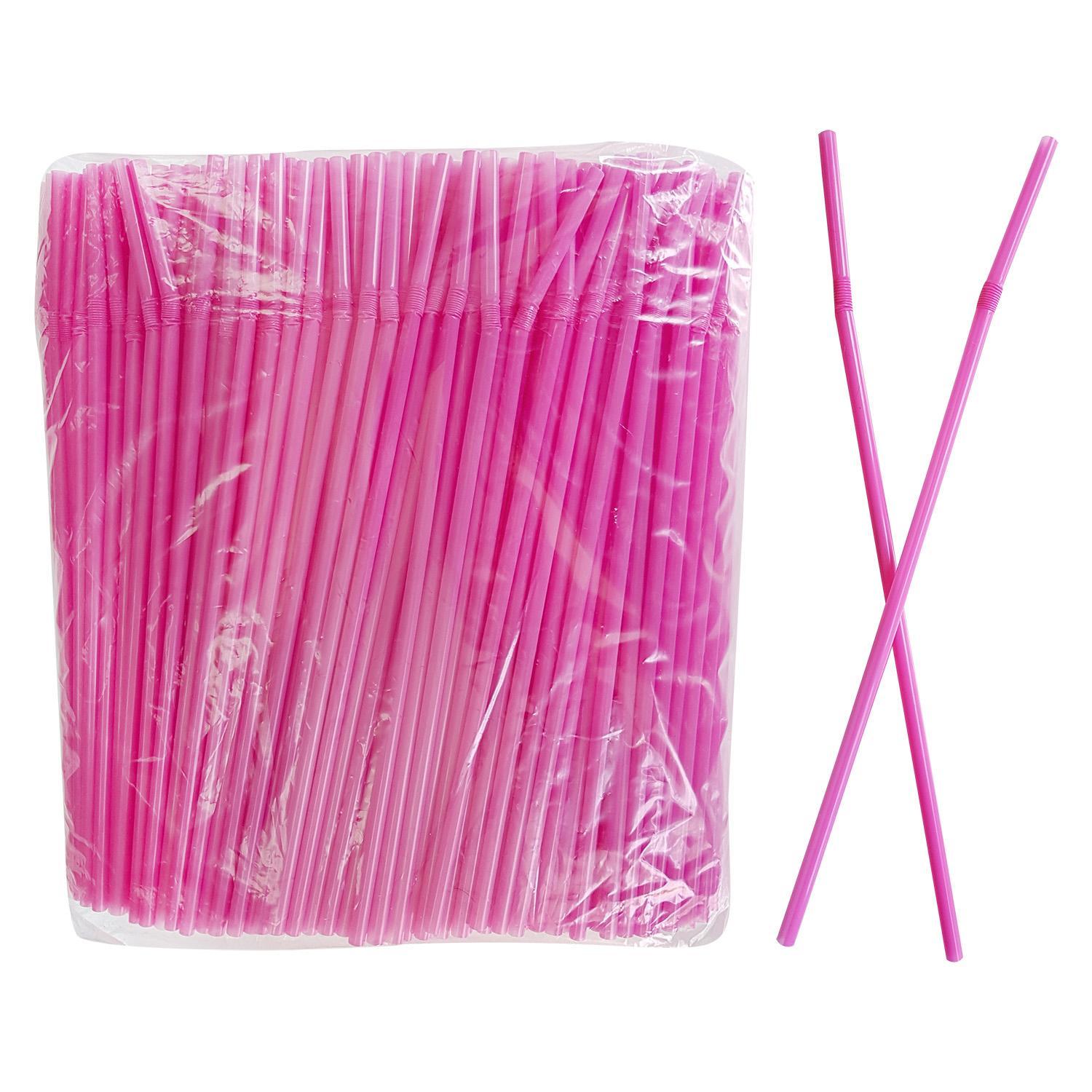 Трубочка d0,5x22см розовая 500шт/уп с гофрой