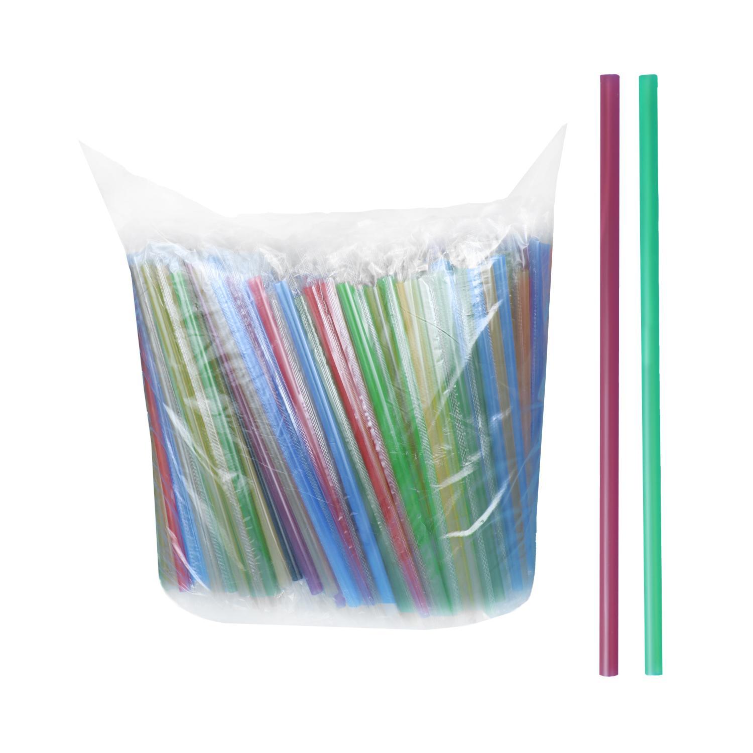 Трубочка отдельно упакованная ПП d0,8x23см разноцветная 500шт/уп без гофры