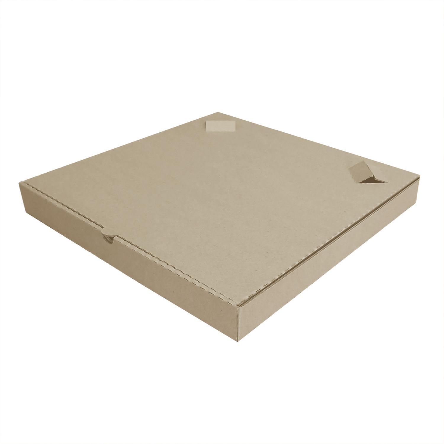 Пицца-коробка гофра 33х33х4см бурая с отверстием под соус 50шт/уп