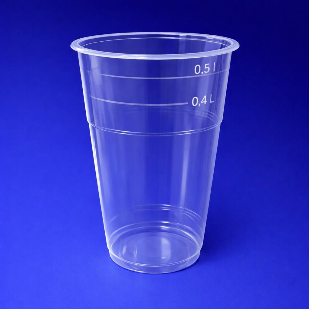 Стакан пластиковый PP 500мл Пивной прозрачный d9,5см 50шт/уп 1000шт/кор Фопос