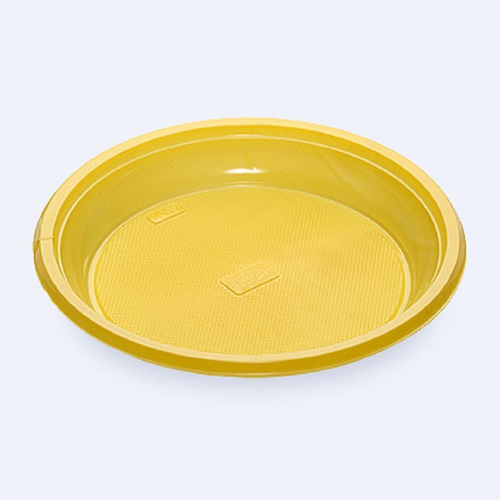 Тарелка одноразовая d16,5см PP 100шт/уп желтая