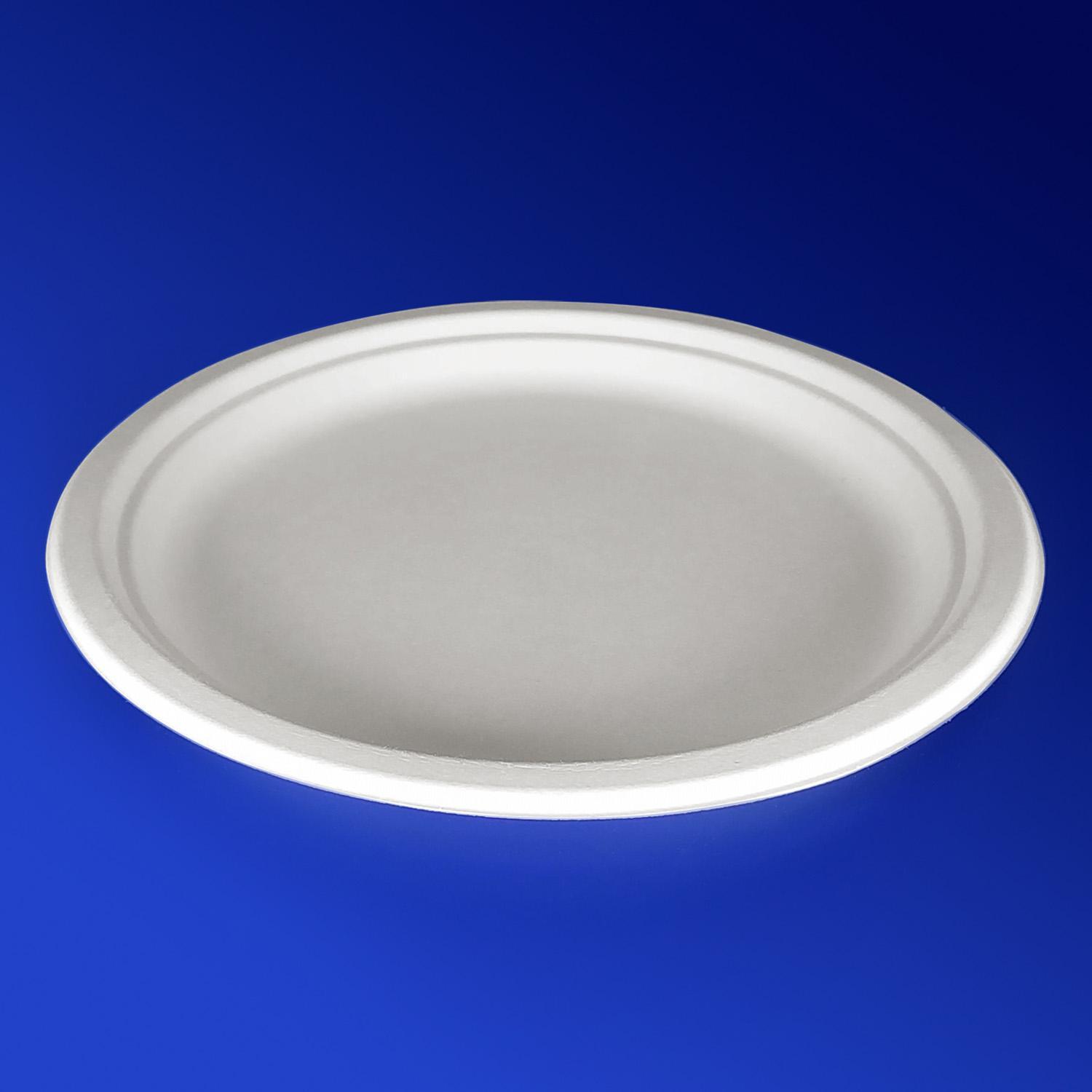 Тарелка одноразовая сахар тростник d22,5см белая  БИО