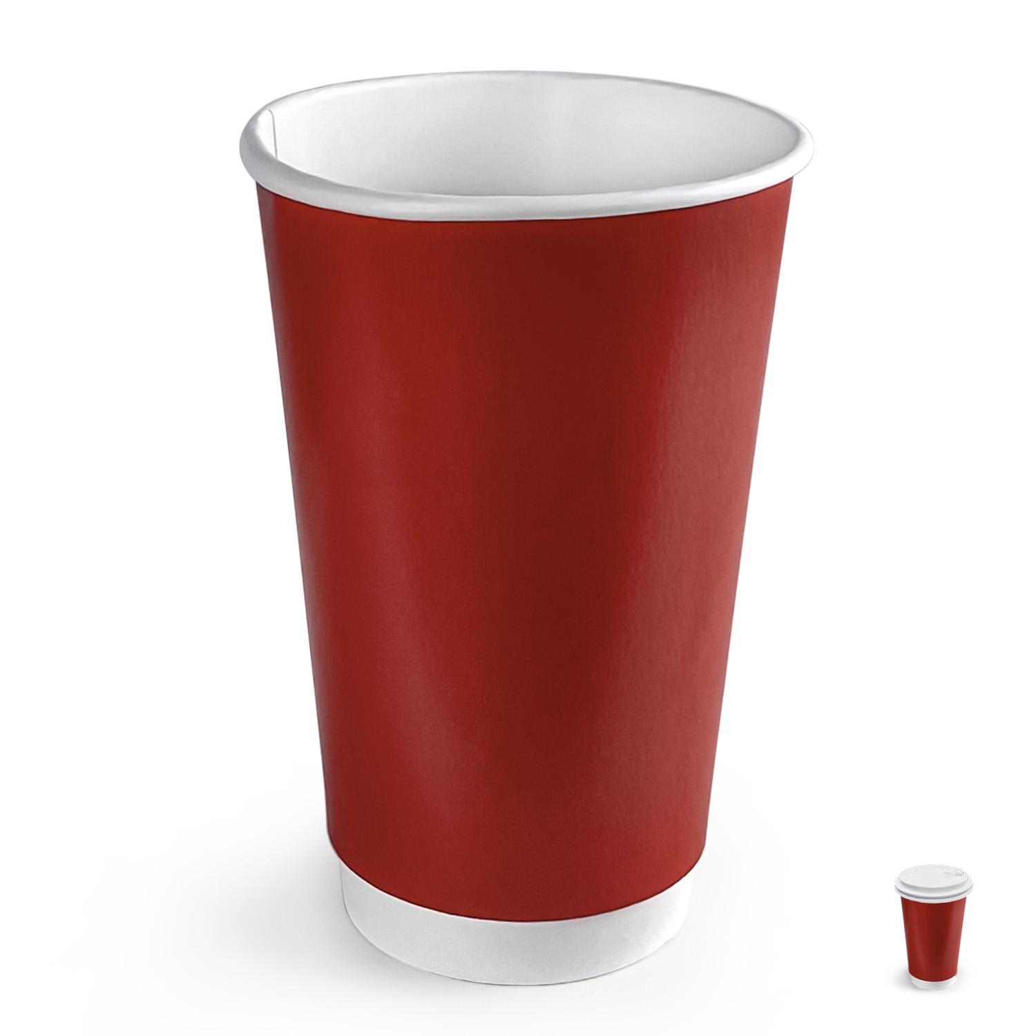 Стакан бумажный 400мл  двухслойный красный  25 шт/уп