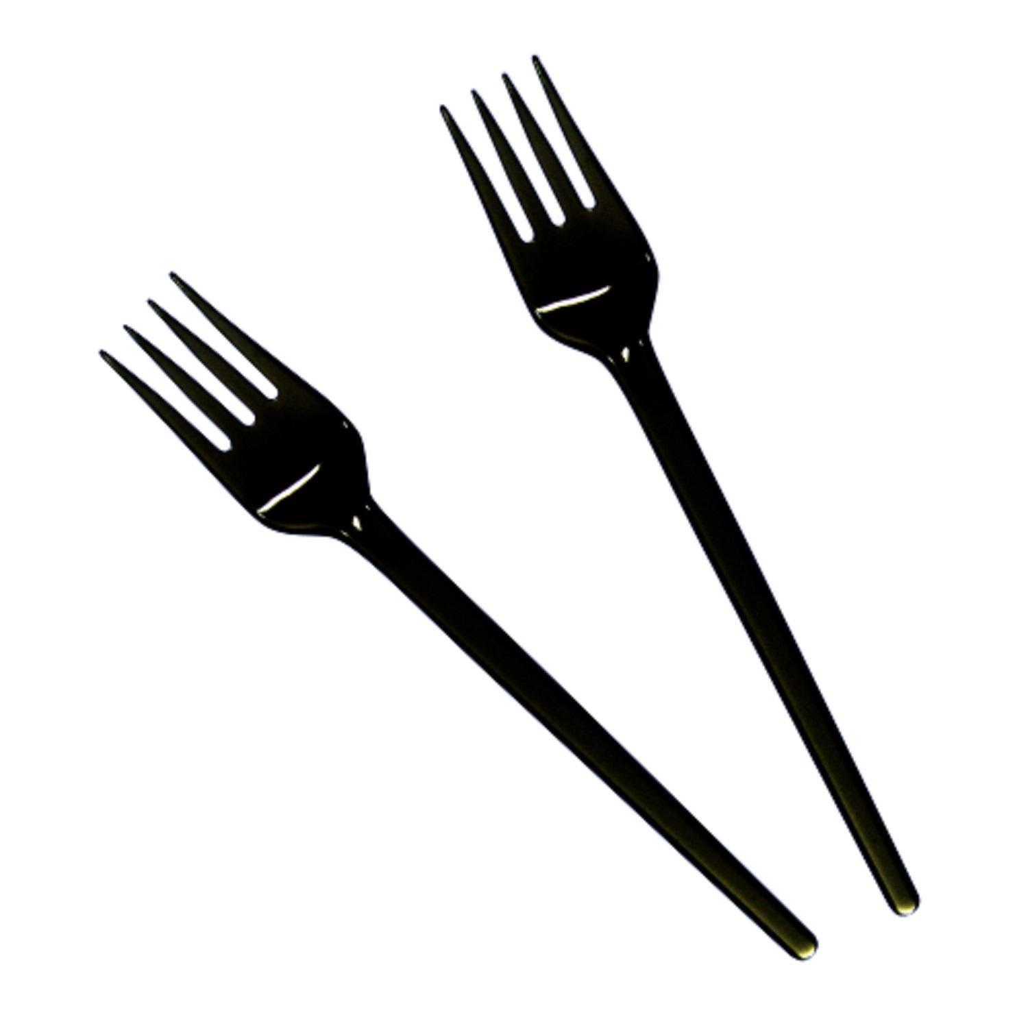 Вилка пластиковая 16,5см черная компакт  100 шт/уп  2000шт/кор