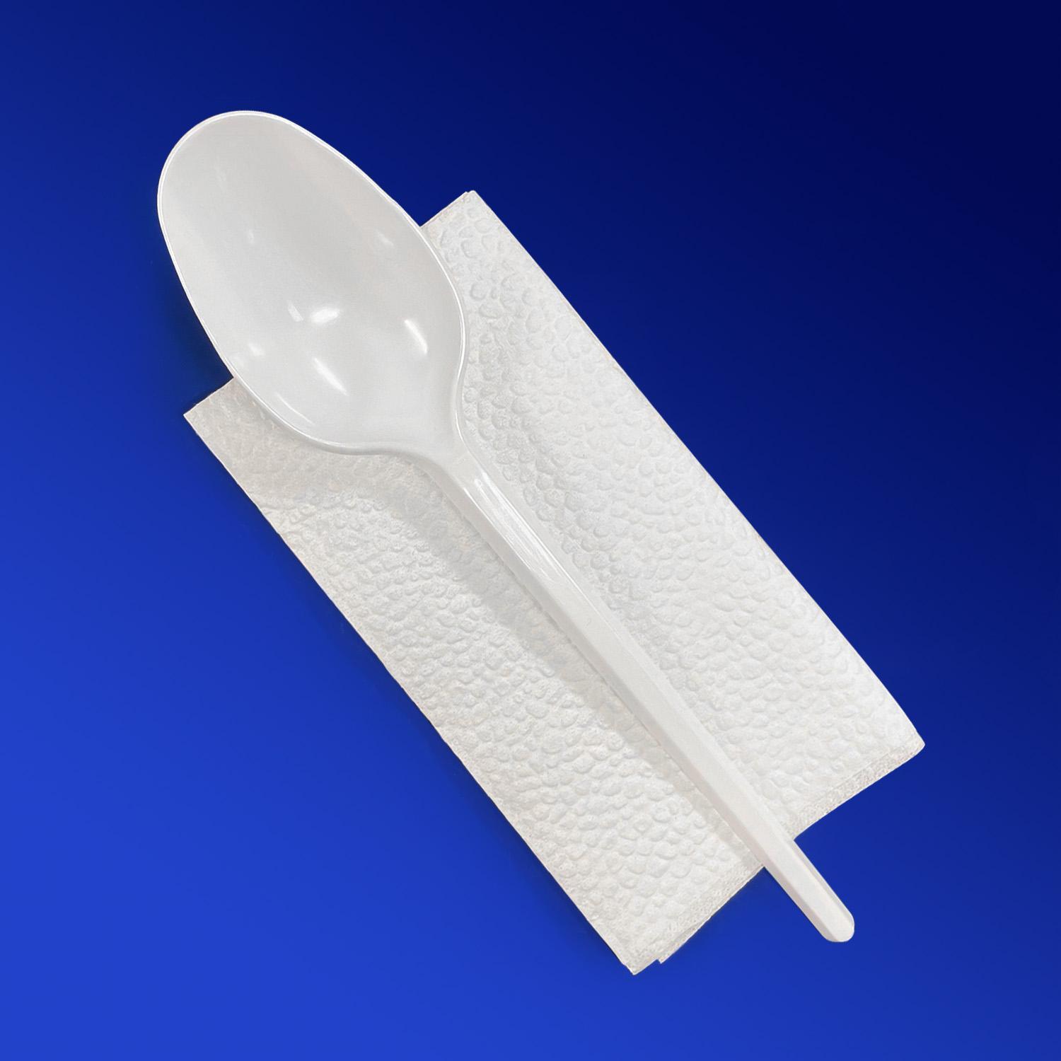 Ланч - набор  2/1 Ложка белая эконом/ Cалфетка