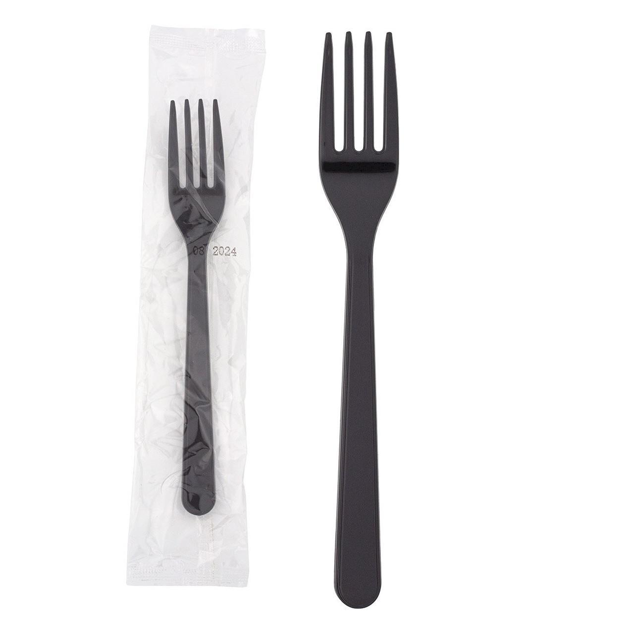Ланч - набор  1/1 Вилка Премиум черная в индивидуальной упаковке 1шт/уп
