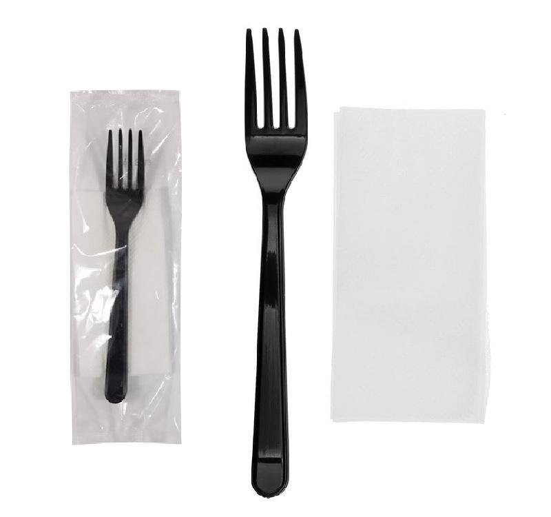 Ланч - набор  2/1 Вилка Премиум 18см черная/салфетка