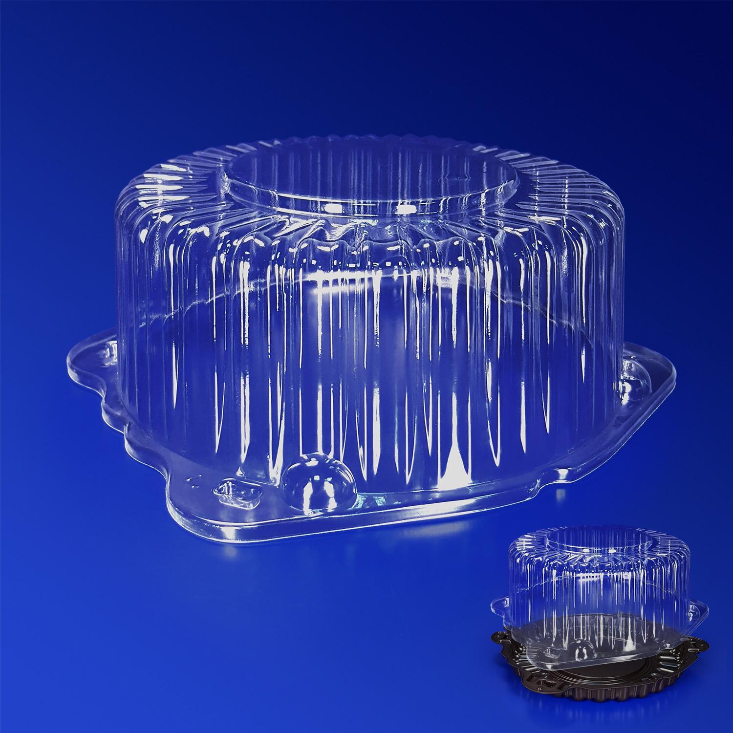 Крышка к упаковке для пирога d21,9х10,6см внутр 2000мл PET прозрачная  192 шт/кор ПР-Т-55 КВ 500 ПЭТ СН