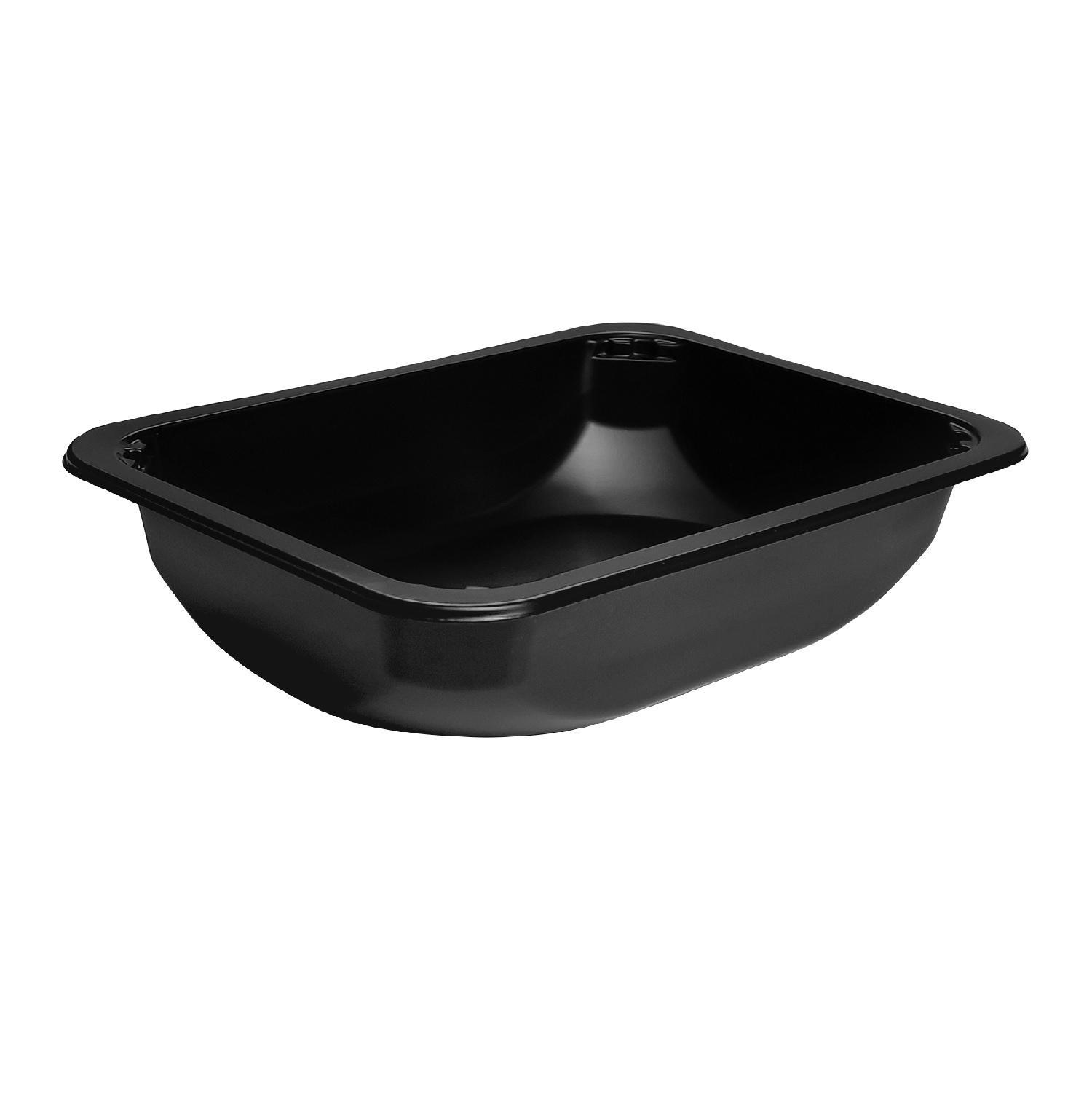 Лоток под запайку 18,7х13,7х3,6см 615 мл PP черный  504 штук в коробке ПР-Л-187х137х36 овал