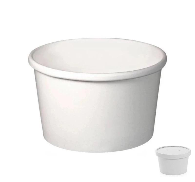 Креманка бумажная 230мл белая для холодного/горячего d90мм h64мм