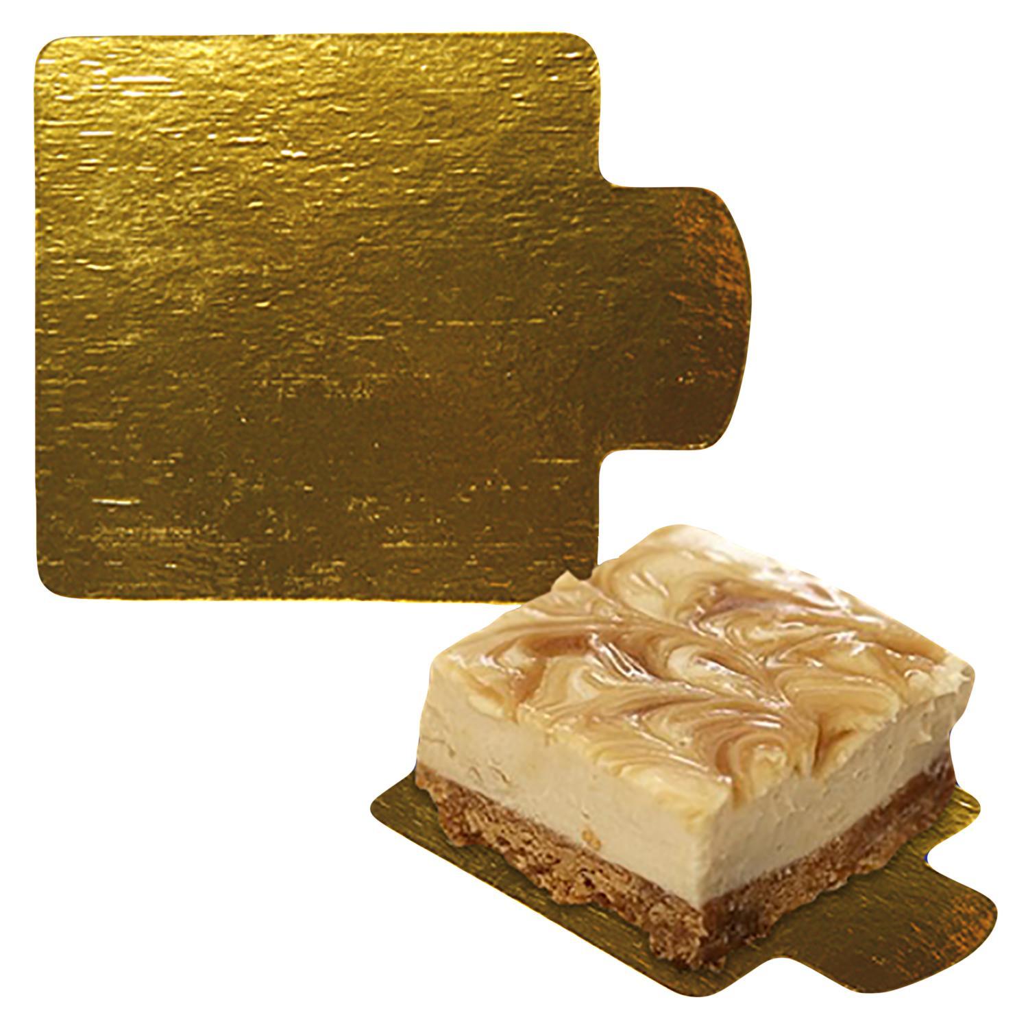 Подставка п/торт 0,8мм 7,5x7,5+2см золотистая/картон с ручкой 100шт/уп