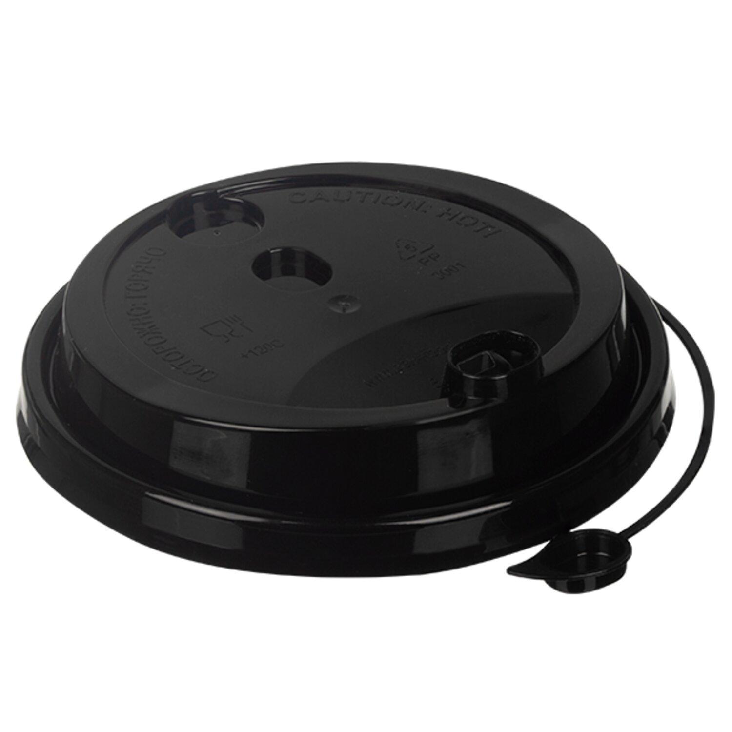 Крышка к стаканам d8,0см с пробкой заглушкой черная  50 шт/уп