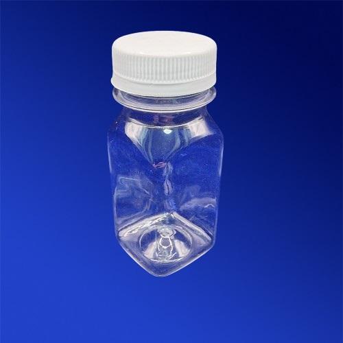 Бутылка  100 мл PET квадратная прозрачная с крышкой диаметр горловины  3,8см h11,0см