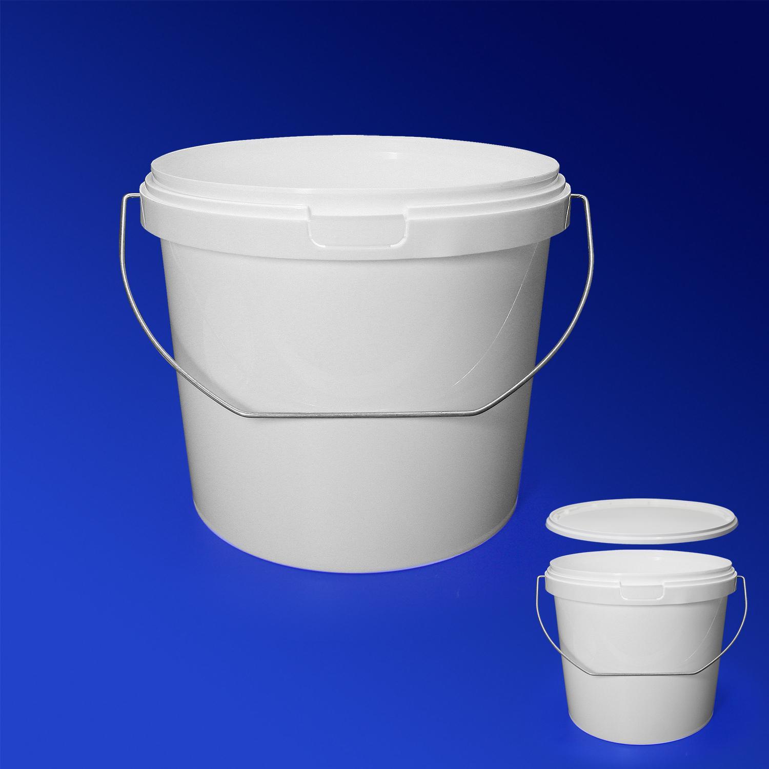 Ведерко  5000мл белое с ручкой и контрольным замком PP  (крышка отдельно)