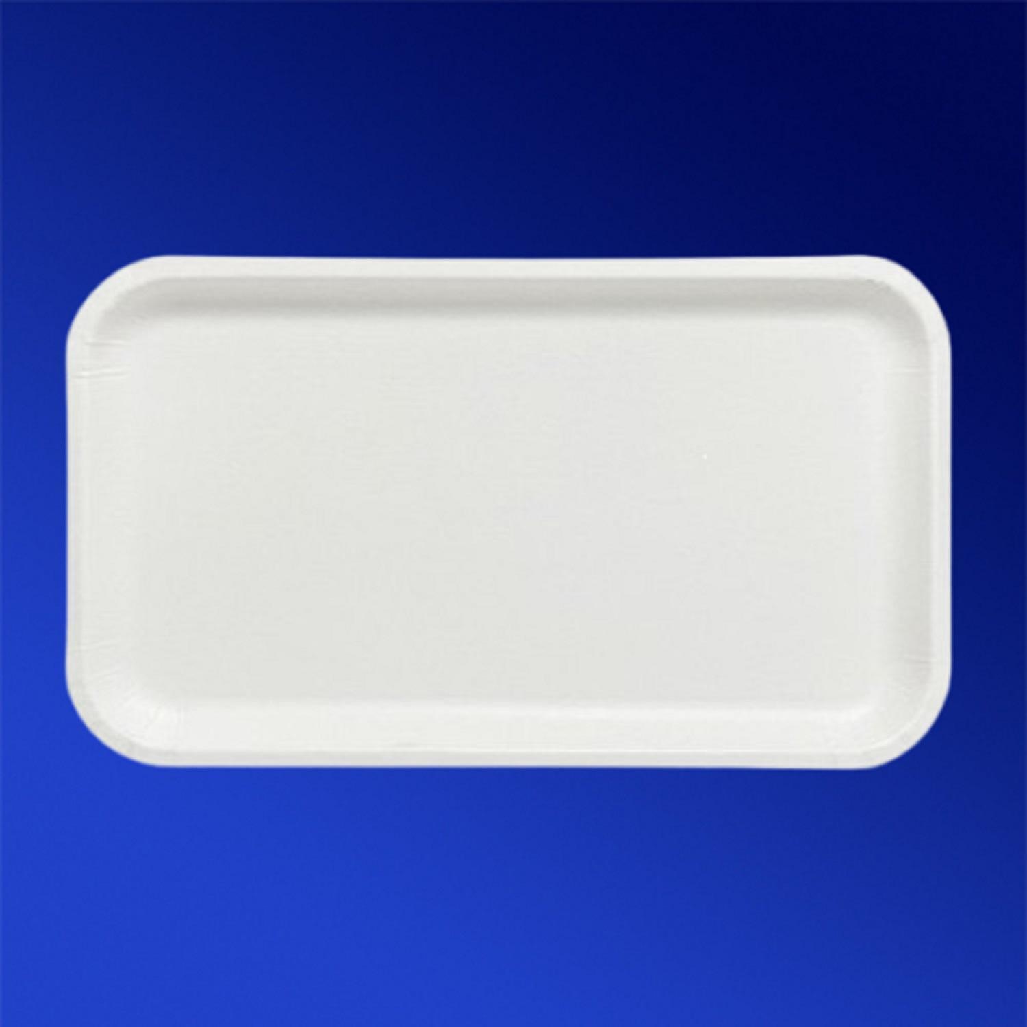 Тарелка одноразовая картон 20х13см белая прямоугольная с ламинацией 50шт/уп