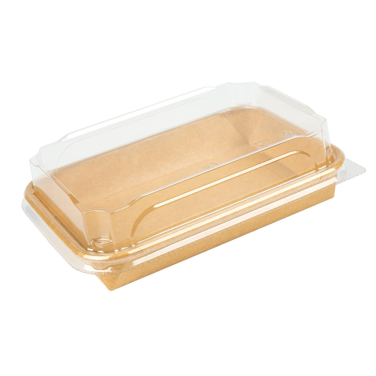 Контейнер Фуд-бокс крафт/крафт 16,6x11,5x4,8см с крышкой ПЭТ 300 шт/кор