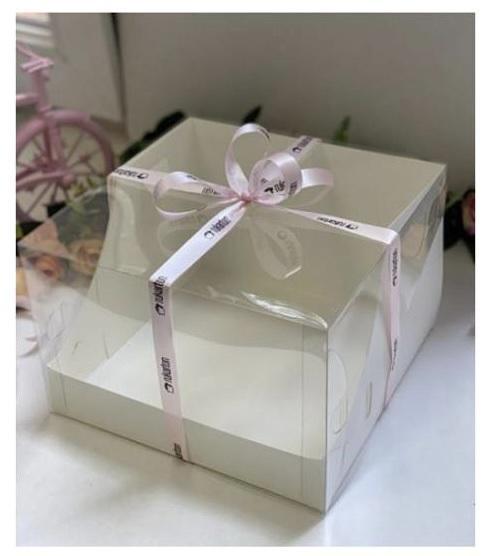 Коробка для торта белая с прозрачной крышкой 20,0х20,0х14,0см 25шт/уп  100шт/кор