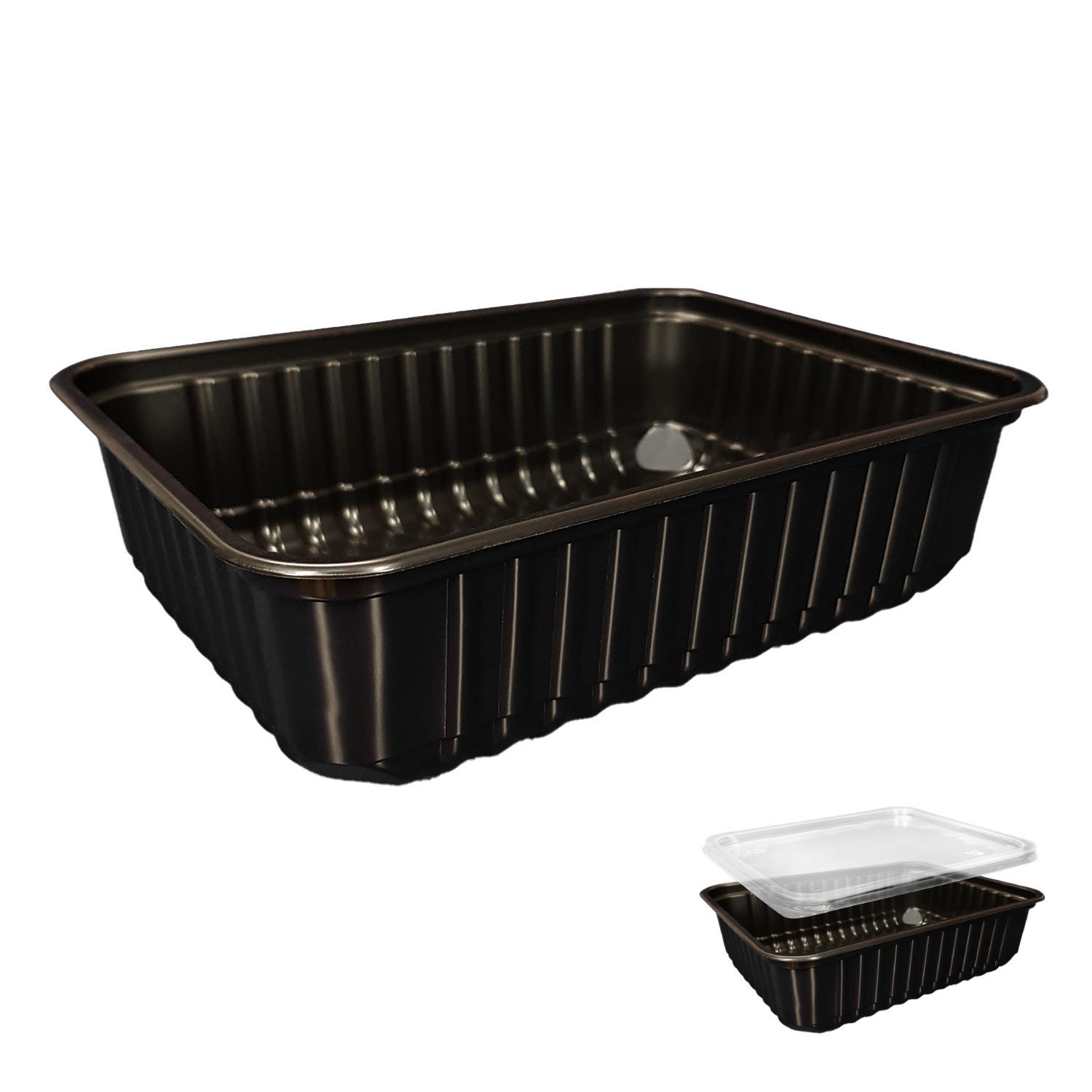 Контейнер пластиковый    750мл PP черный 18х13х5см 50шт/уп