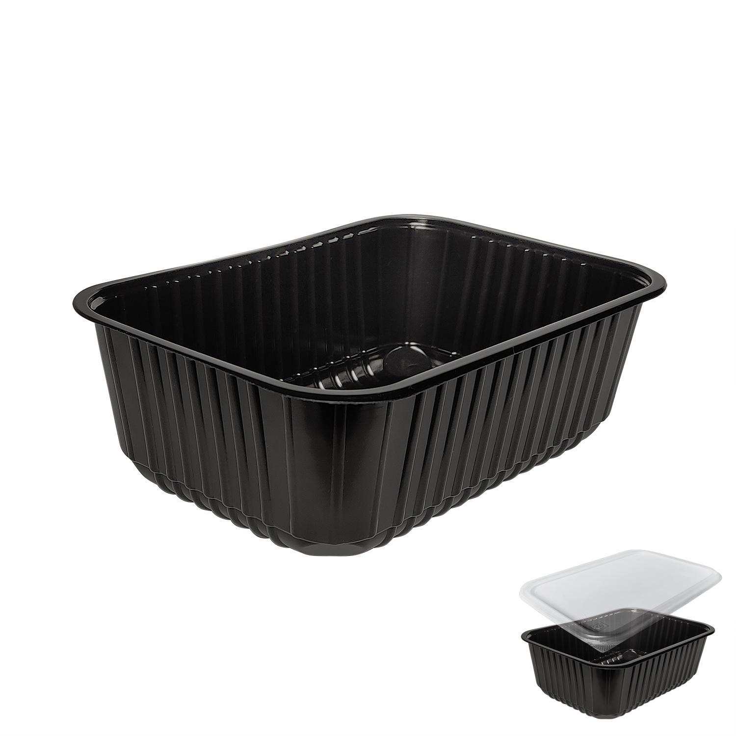 Контейнер пластиковый 1000мл PP черный 18,6х13,2х6,5см 100шт/уп