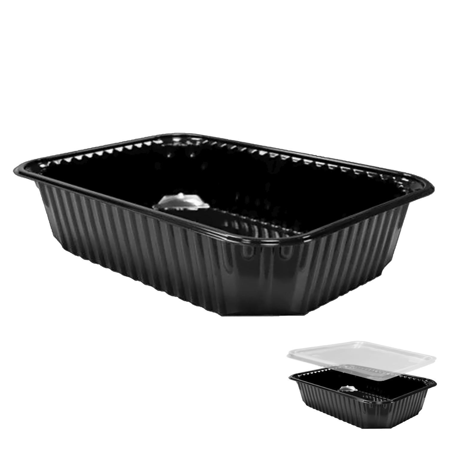 Контейнер пластиковый    500мл PP черный 18х13х3,5см 100шт/уп