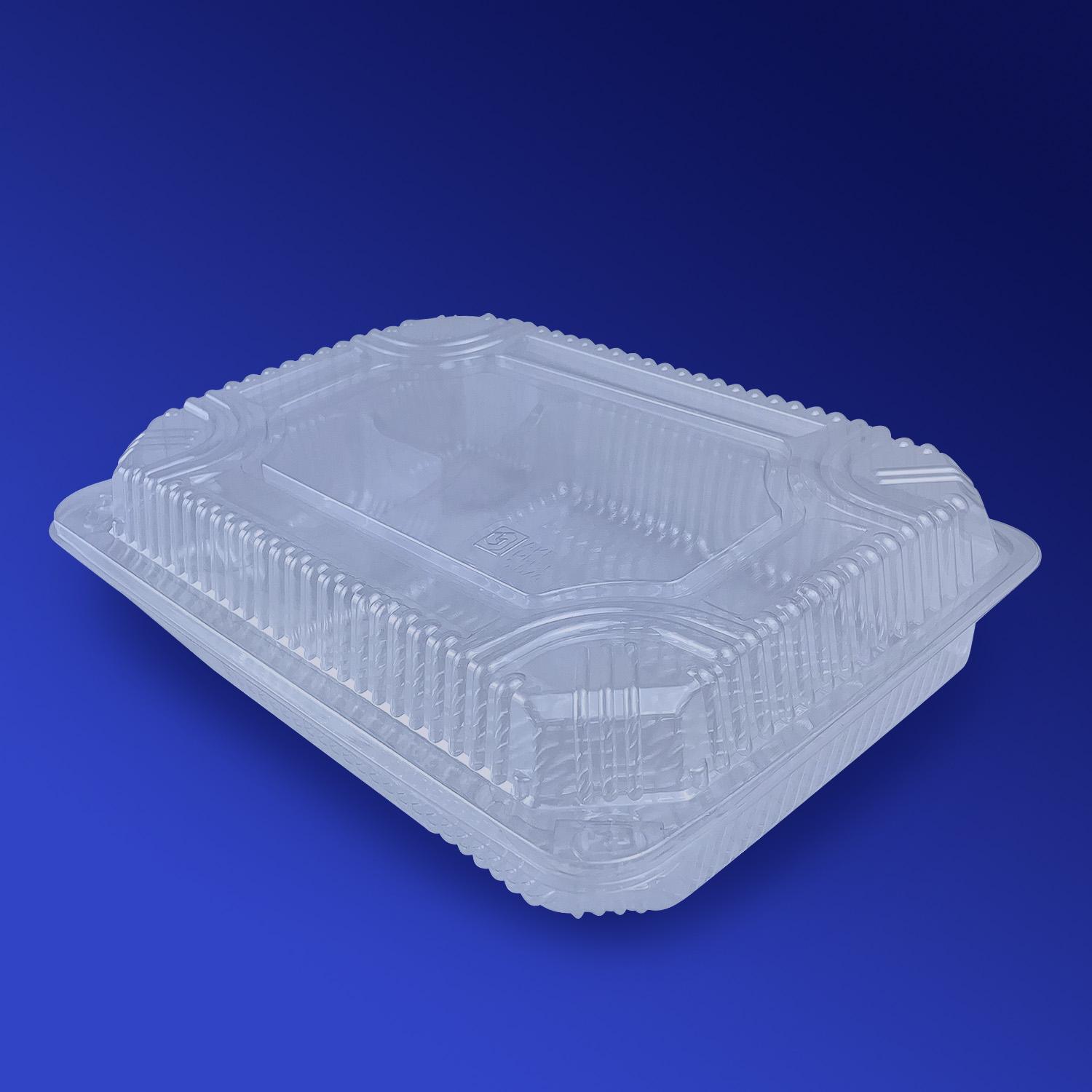 Контейнер пластиковый на  4 секции 1850мл PЕТ прозрачный с нераздельной крышкой 22,0х15,5х5,5см 300шт/кор