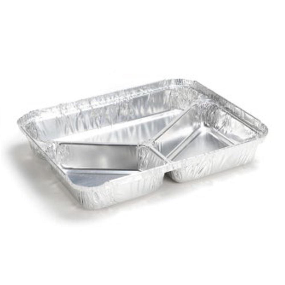 Контейнер из алюм  фольги  780мл 3-хсекционный 23,0x17,5/19,5x14,5   h4,0см 125шт/уп