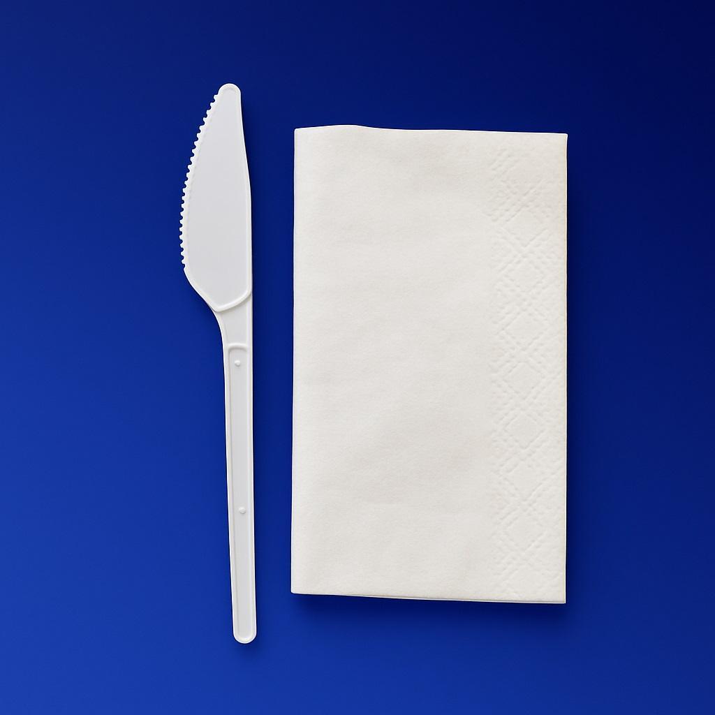 Ланч - набор  2/1 Нож белый эконом/ Салфетка