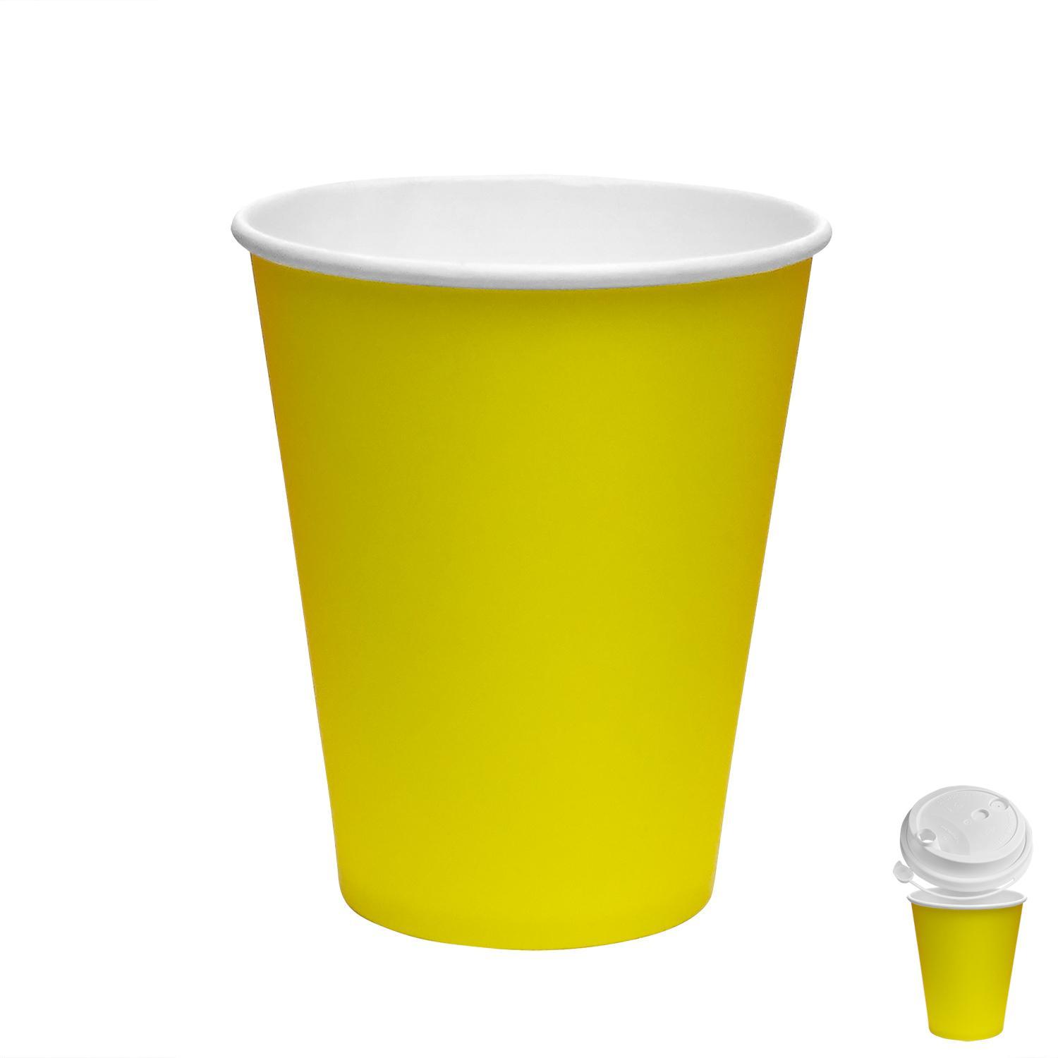 Стакан бумажный 165мл для горячих напитков желтый 50 шт/уп