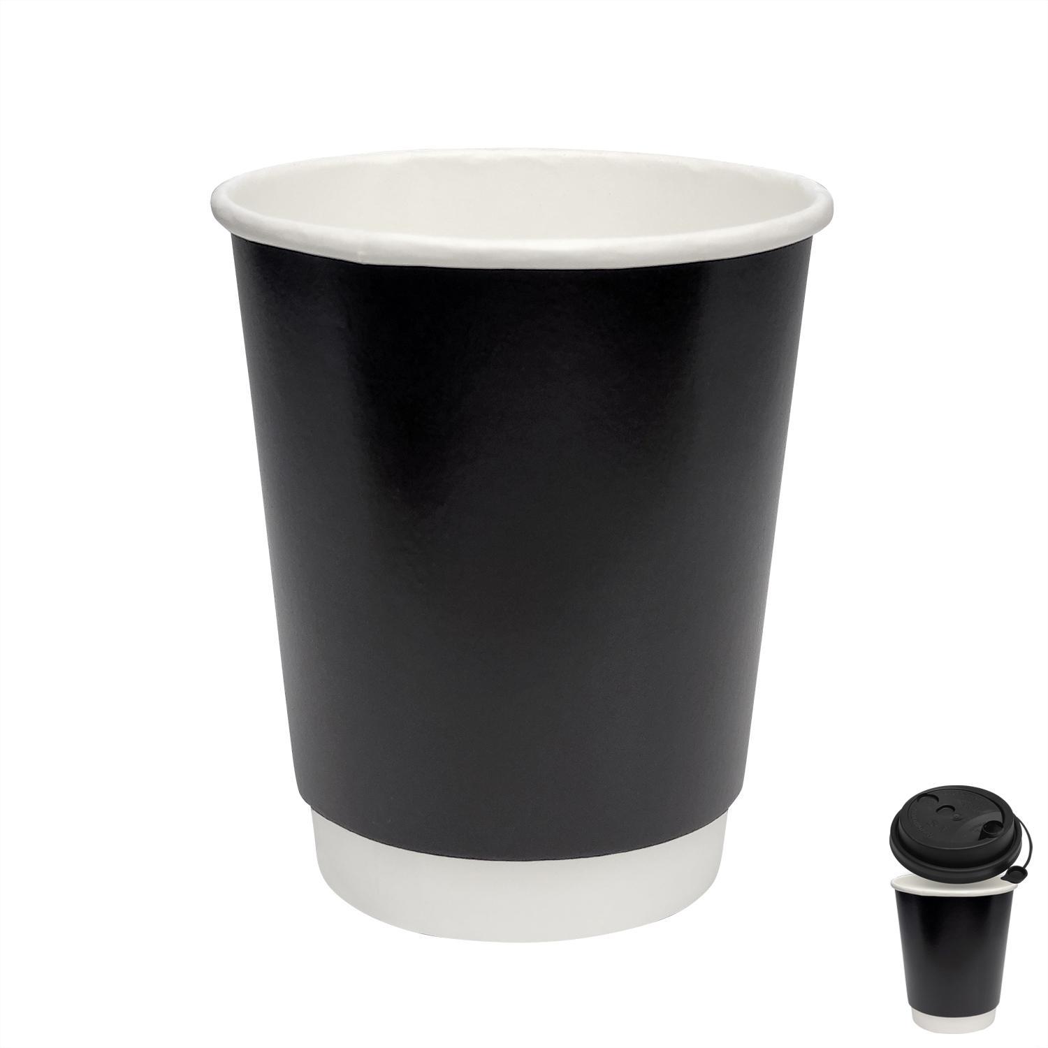Стакан бумажный 250мл  двухслойный черный  20 шт/уп
