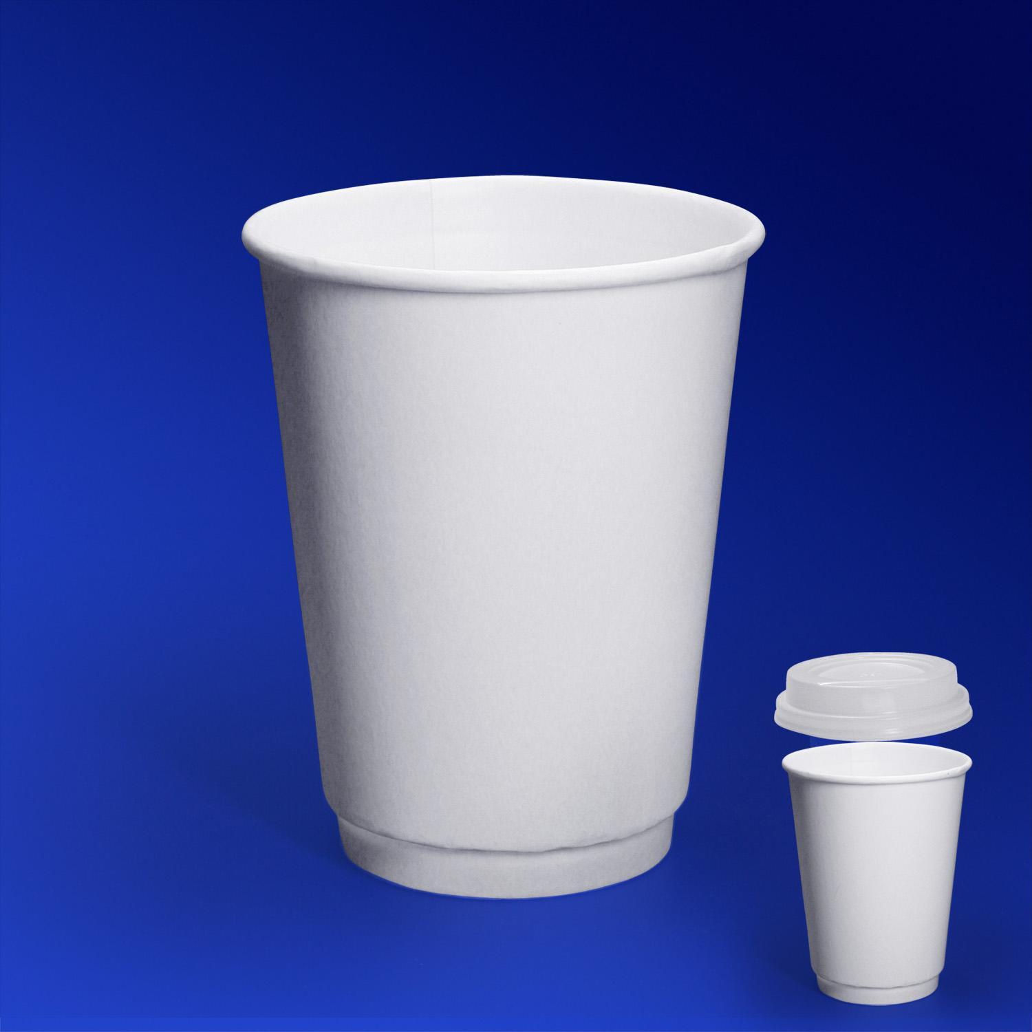 Стакан бумажный 350мл  двухслойный белый  25 шт/уп