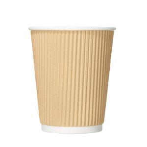 Стакан бумажный 350мл  двухслойный рифленый крафт 25 шт/уп 500шт/кор