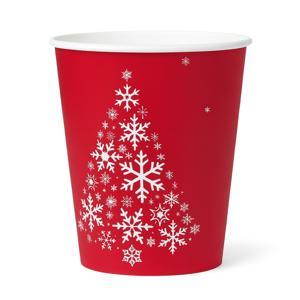 Стакан бумажный 350мл для горячих напитков красный новогодний дизайн 50 шт/уп