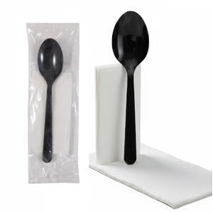 Ланч - набор  2/1 Ложка Премиум 18см черная/салфетка