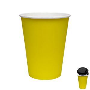 Стакан бумажный 350мл для горячих напитков желтый  50шт/уп