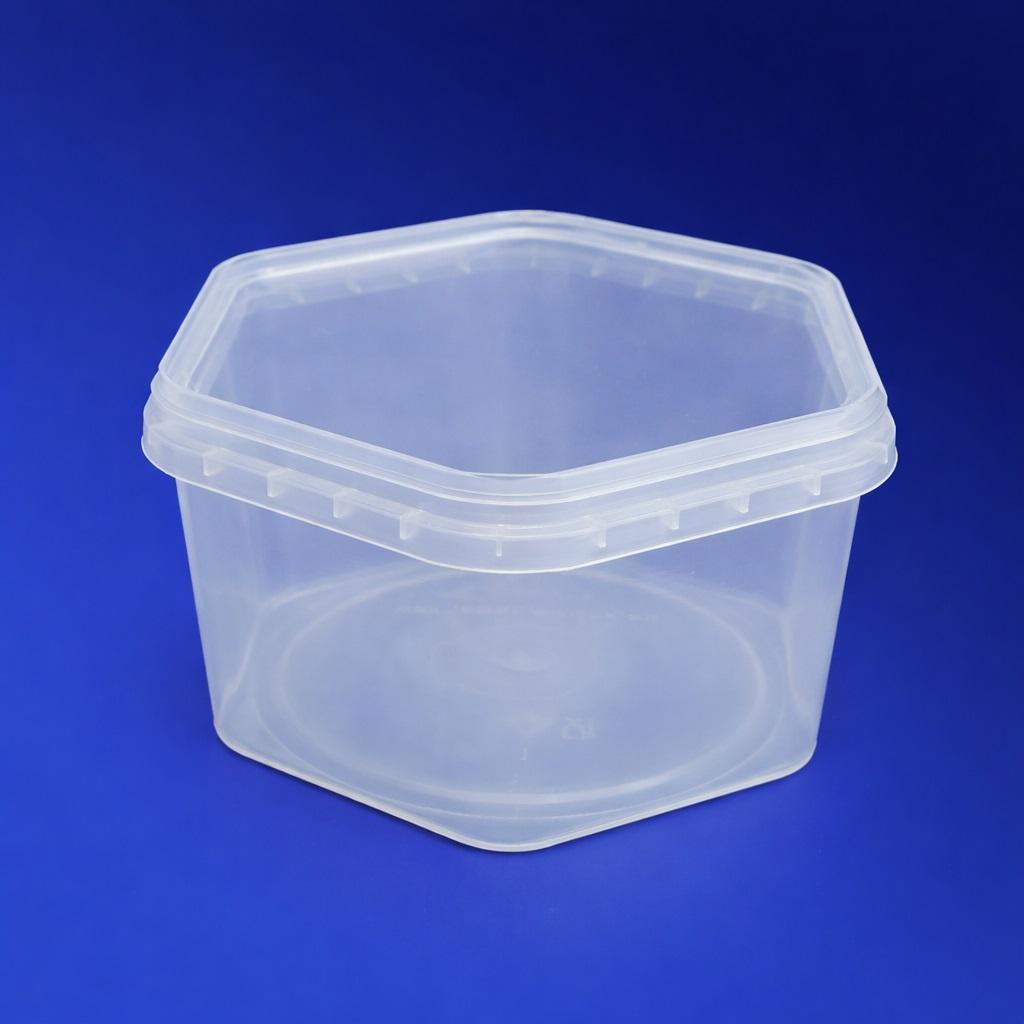 Банка  400мл РР прозрачная 6-угольная с крышкой 300 шт/уп