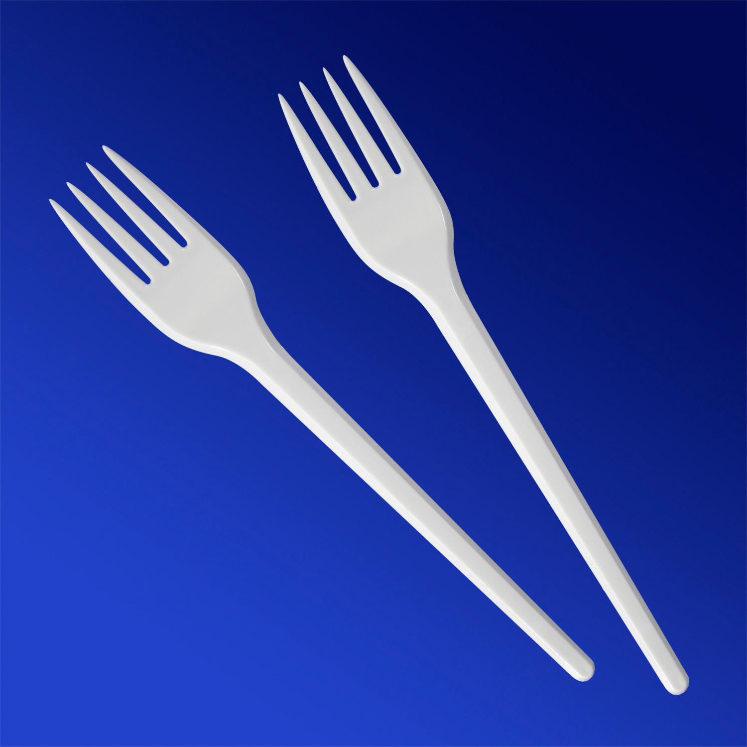 Вилка пластиковая 16,5см белая компакт 100 шт/уп