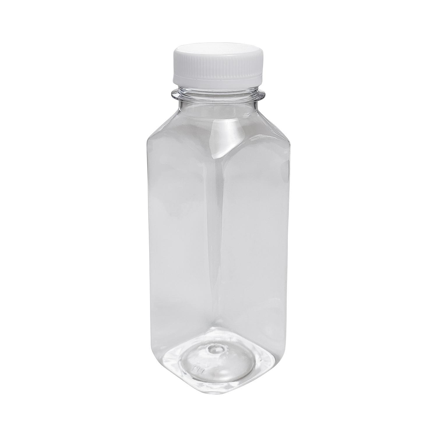 Бутылка  300мл PET квадратная прозрачная с крышкой большое горлышко