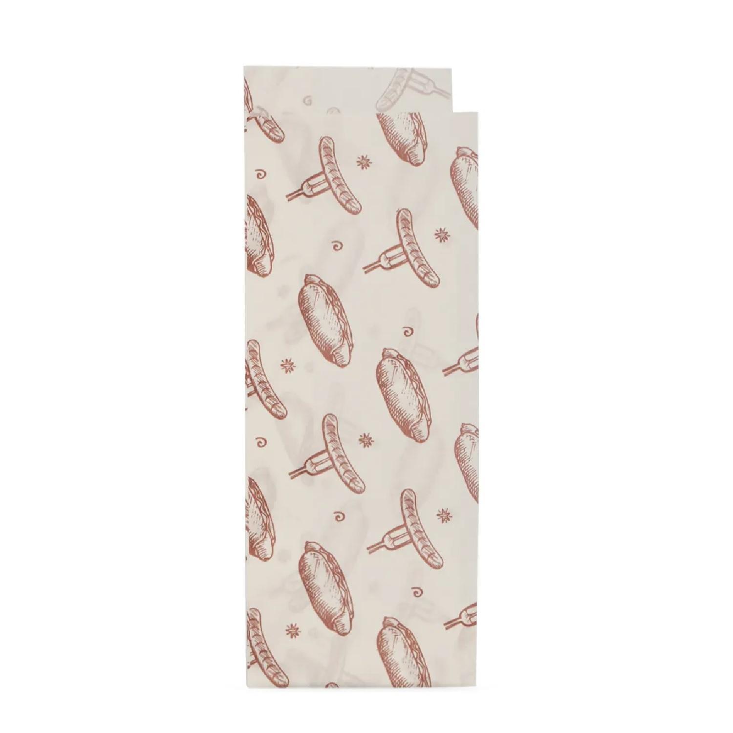 Пакет бумажный V-дно 22,5х8,0х4,0см белый с рисунком для выпечки уголок влагопрочный 40гр/м2 100шт/уп