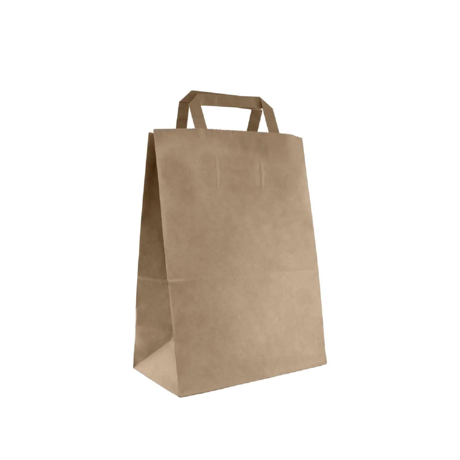 Пакет-сумка бумажная 32х28+15см (280*150*320мм) крафт ручки плоские 70гр/м2