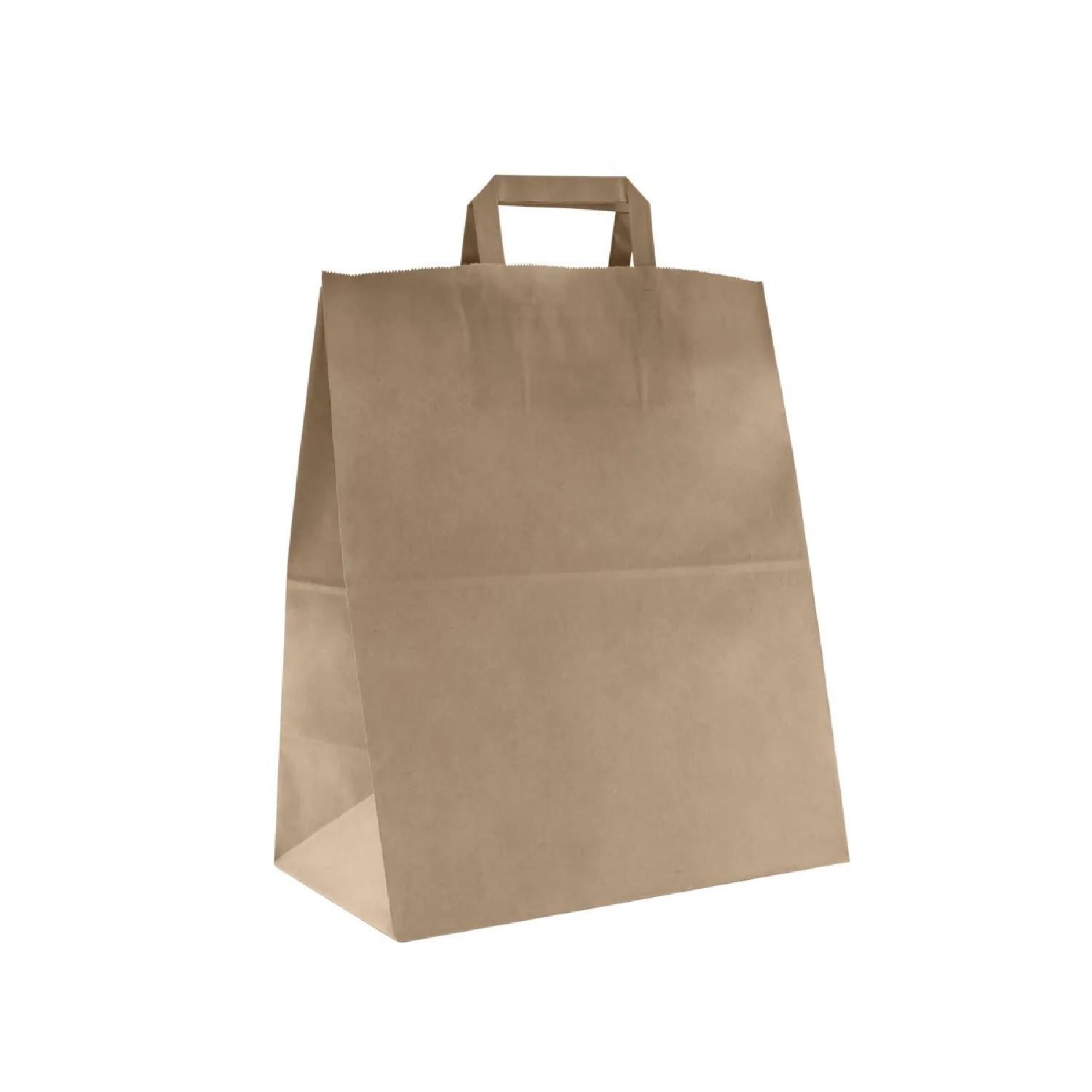 Пакет-сумка бумажная 37x32+20см (320*200*370мм) крафт ручки плоские 70гр/м2