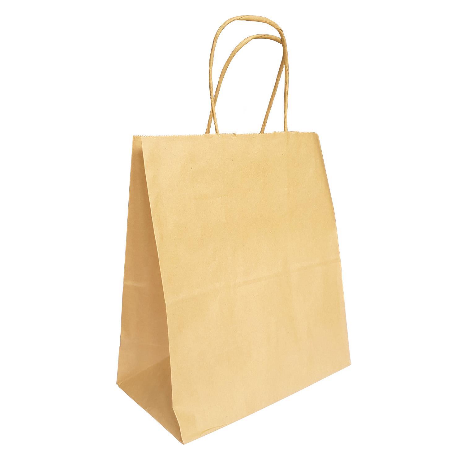 Пакет-сумка бумажная 25х22+12см (220*120*250мм) крафт ручки крученые 70гр/м2