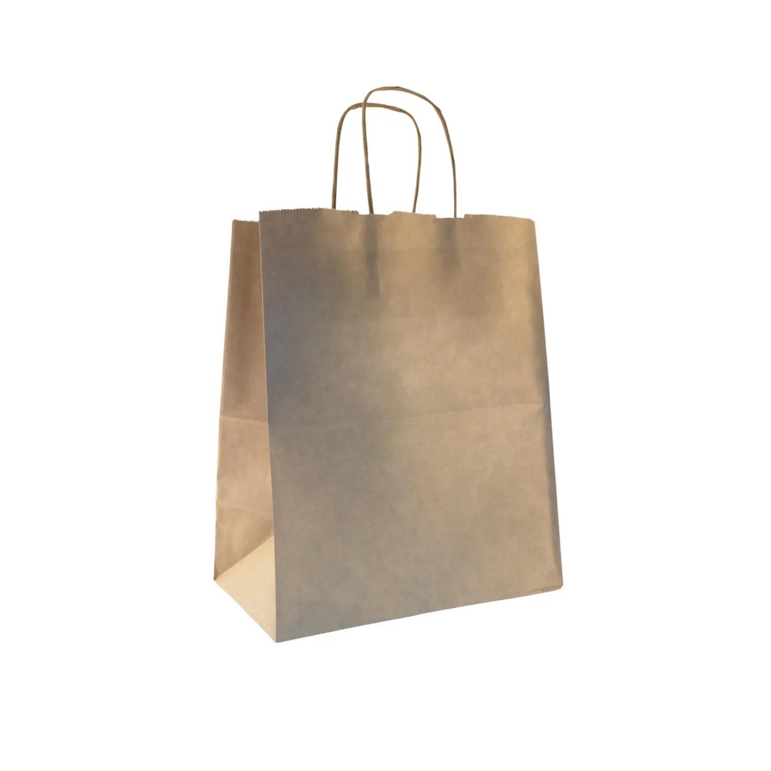 Пакет-сумка бумажная 28х24+14см (240*140*280мм) крафт ручки крученые 70гр/м2