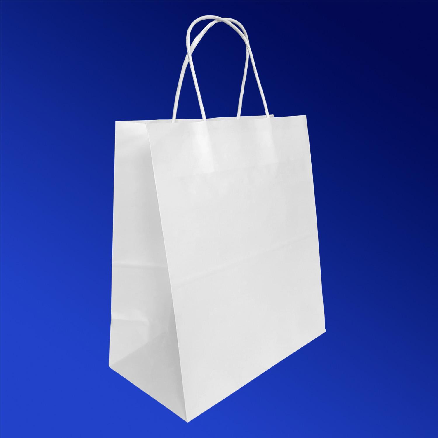 Пакет-сумка бумажная 25х22+12см (220*120*250мм) белая ручки крученые 80гр/м2