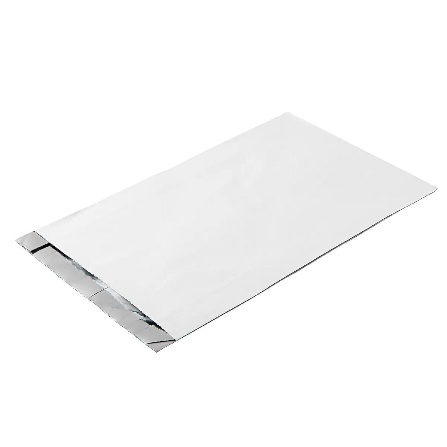 Пакет бумажный V-дно 33х20х5см белый  фольгированный термо  100шт/уп  500шт/кор