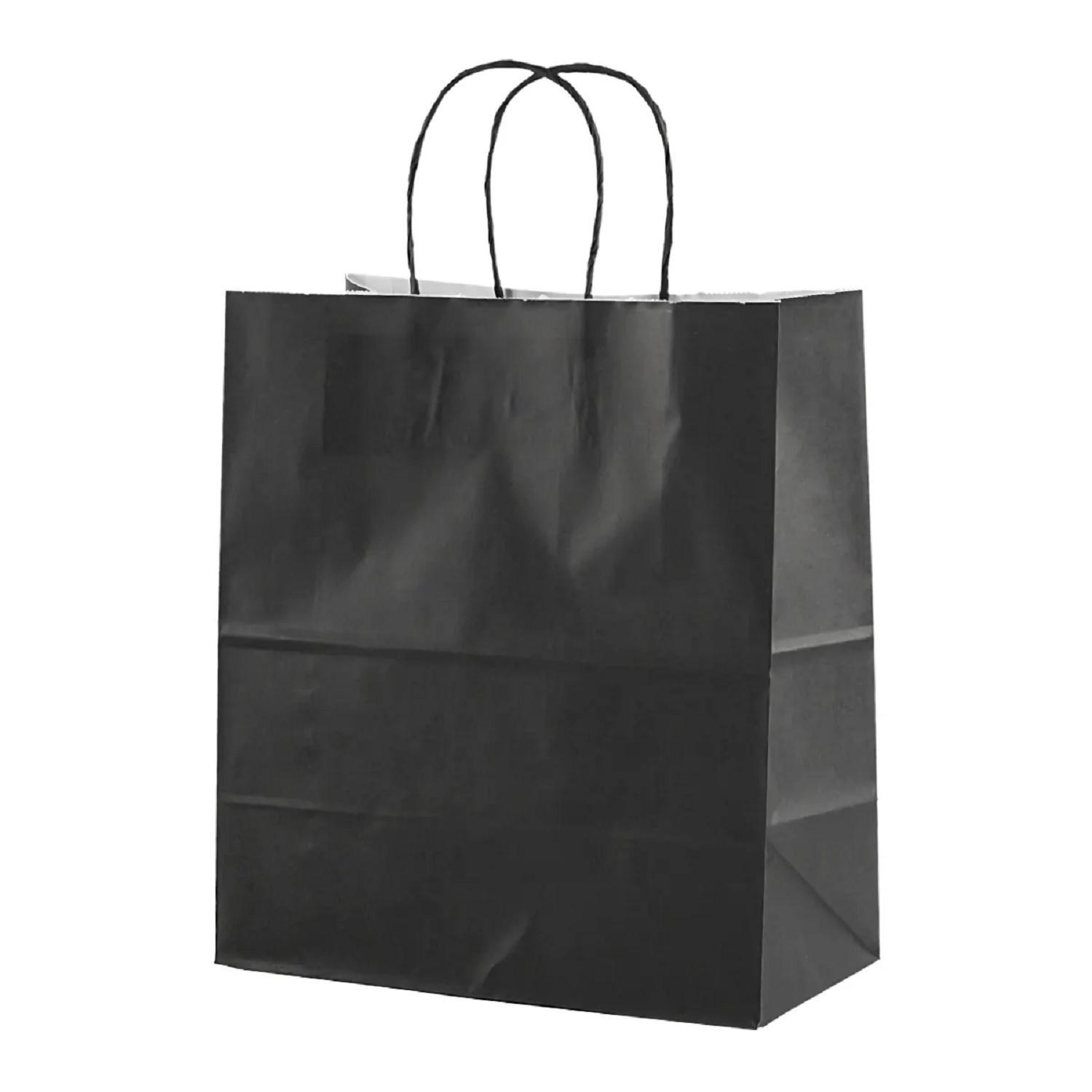 Пакет-сумка бумажная 34х26+15см (260*150*340мм) черная ручки крученые 70гр/м2